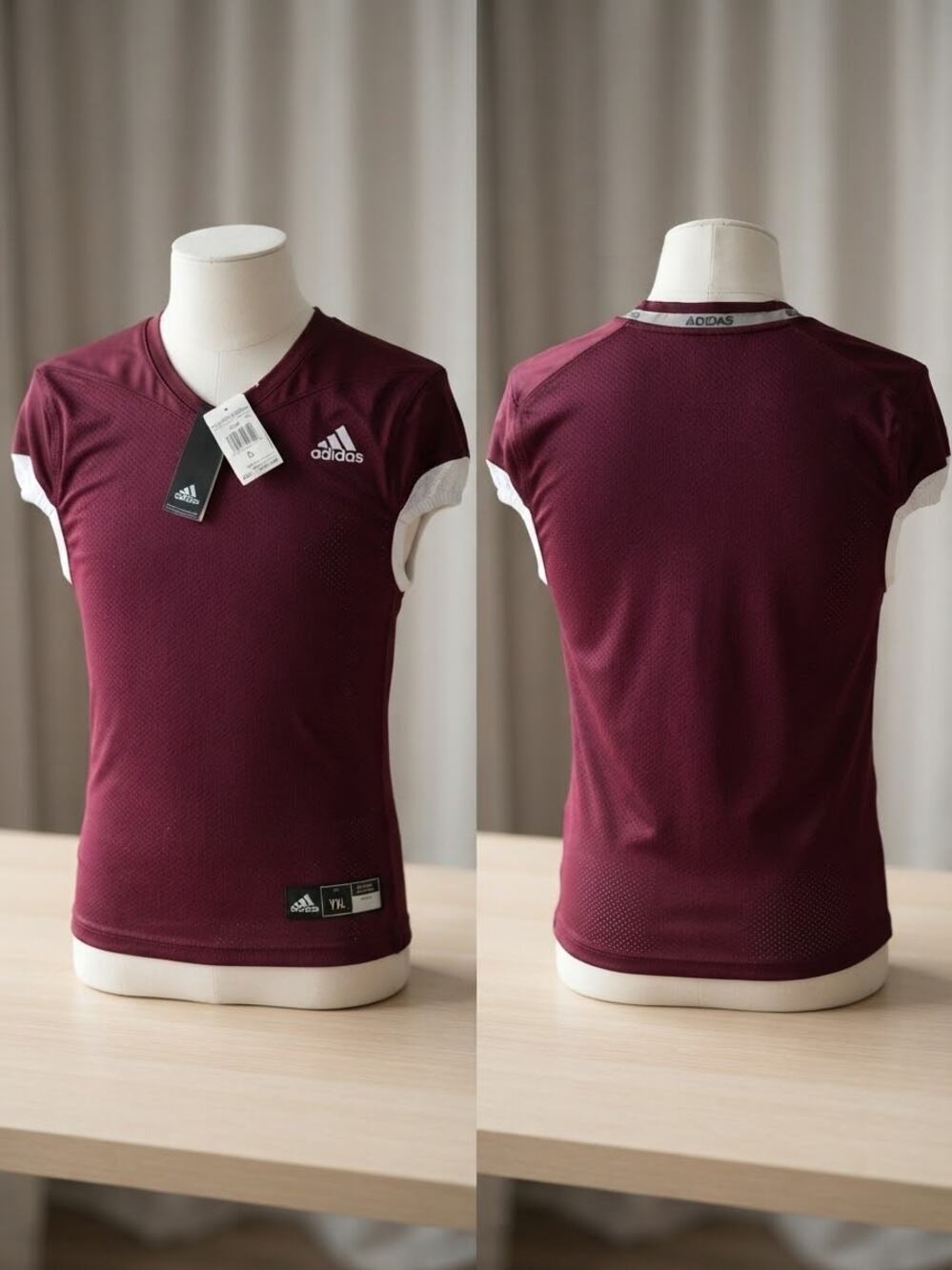 NWT Adidas Youth XL Maroon White Mesh Football Jersey Athletic Practice Shirt